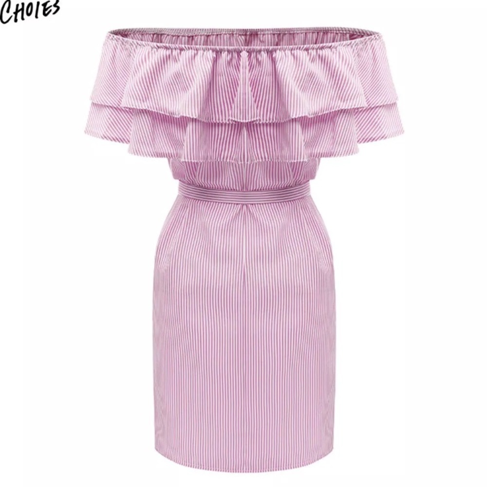 ❤️ 3/$20 Choies Pink White Off Shoulder Dress - Picture 3 of 6